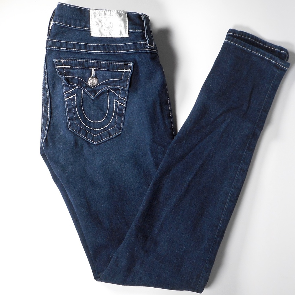 True Religion Misty Sz 26 Flap Pocket Skinny Jegging Jeans Blue Denim